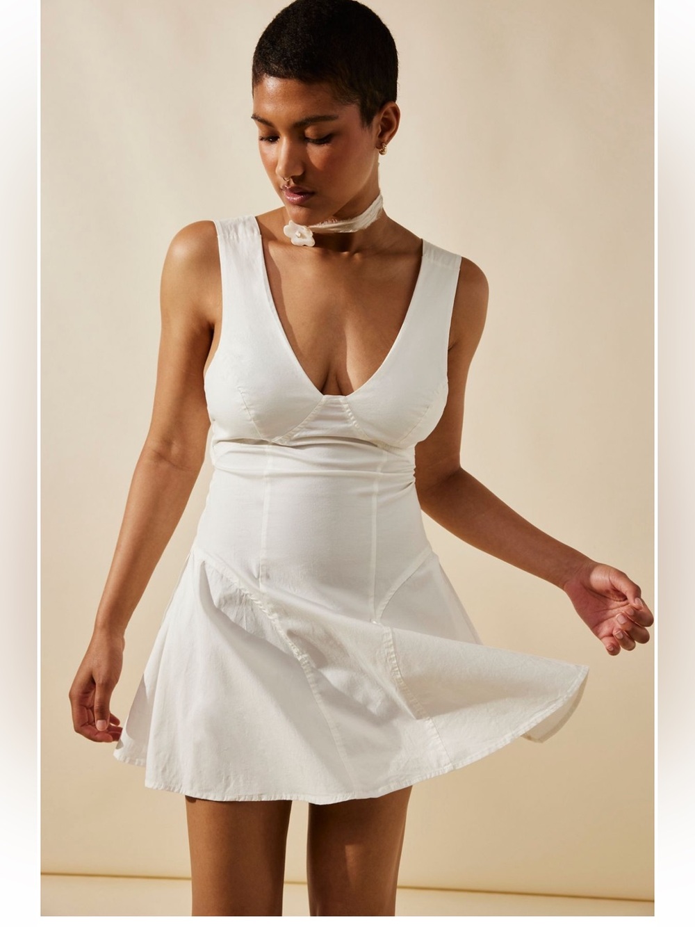 Free People Eye-Catching Mini Dress White - Size XS NWOT